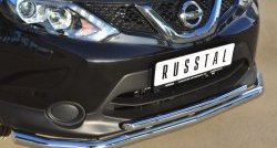 16 849 р. Защита переднего бампера (2 трубыØ63 и 42 мм, нержавейка) SLITKOFF  Nissan Qashqai  2 (2013-2019) J11 дорестайлинг  с доставкой в г. Майкоп. Увеличить фотографию 2