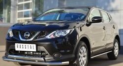 13 499 р. Защита переднего бампера (2 трубыØ75х42 и 63 мм, нержавейка) Russtal Nissan Qashqai 2 J11 дорестайлинг (2013-2019)  с доставкой в г. Майкоп. Увеличить фотографию 4
