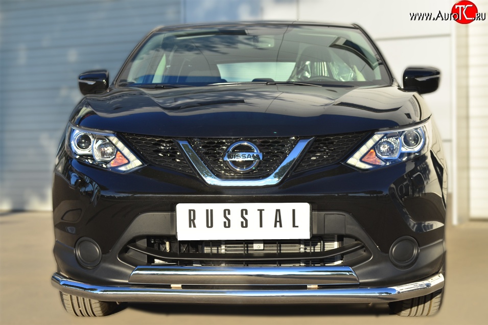13 499 р. Защита переднего бампера (2 трубыØ75х42 и 63 мм, нержавейка) Russtal Nissan Qashqai 2 J11 дорестайлинг (2013-2019)  с доставкой в г. Майкоп
