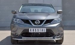 Защита переднего бампера (2 трубыØ42 мм, нержавейка) SLITKOFF Nissan Qashqai  2 (2013-2019) J11 дорестайлинг