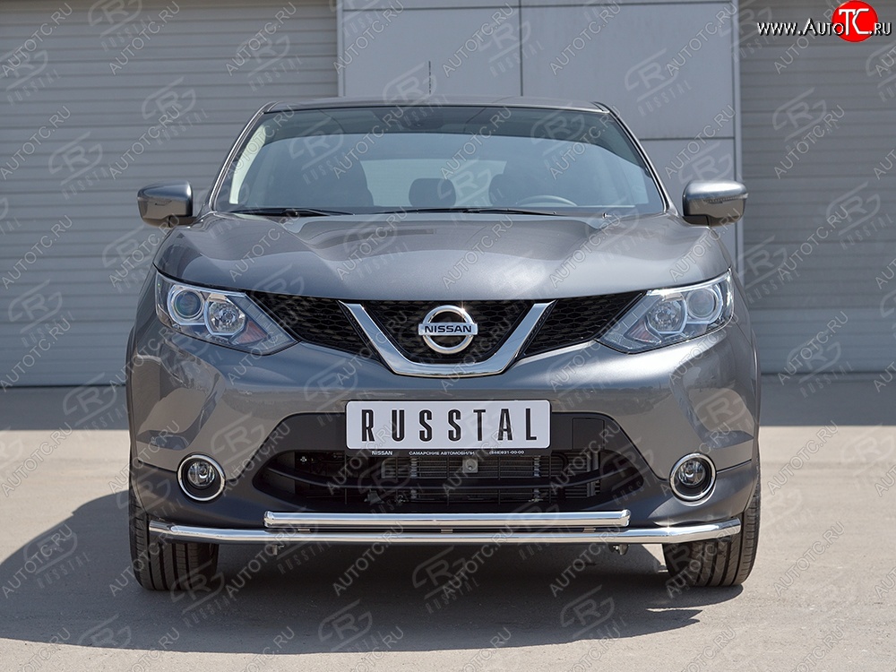 15 449 р. Защита переднего бампера (2 трубыØ42 мм, нержавейка) SLITKOFF  Nissan Qashqai  2 (2013-2019) J11 дорестайлинг  с доставкой в г. Майкоп