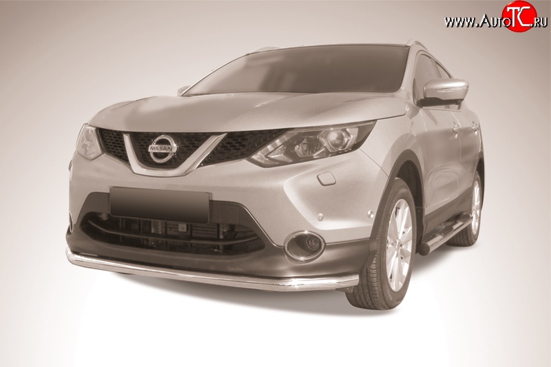 11 899 р. Одинарная защита переднего бампера из трубы диаметром 57 мм Slitkoff Nissan Qashqai 2 J11 дорестайлинг (2013-2019) (Нержавейка, Полированная)  с доставкой в г. Майкоп