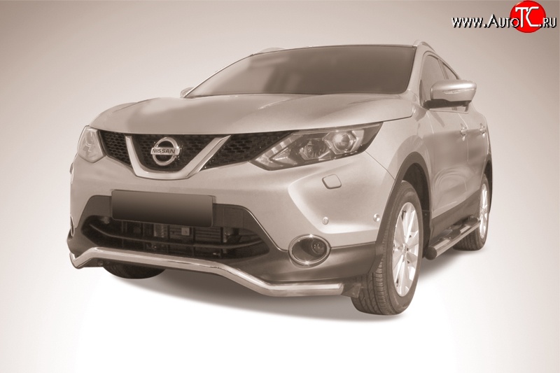 13 749 р. Фигурная защита переднего бампера диаметром 57 мм Slitkoff Nissan Qashqai 2 J11 дорестайлинг (2013-2019) (Нержавейка, Полированная)  с доставкой в г. Майкоп