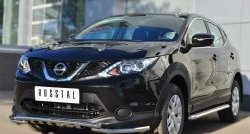 21 899 р. Защита переднего бампера (Ø42 мм с зубами, нержавейка) SLITKOFF  Nissan Qashqai  2 (2013-2019) J11 дорестайлинг  с доставкой в г. Майкоп. Увеличить фотографию 2