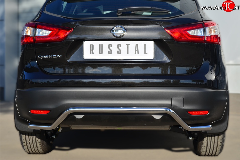 14 399 р. Защита заднего бампера (Ø42 мм волна, нержавейка) SLITKOFF  Nissan Qashqai  2 (2013-2019) J11 дорестайлинг  с доставкой в г. Майкоп