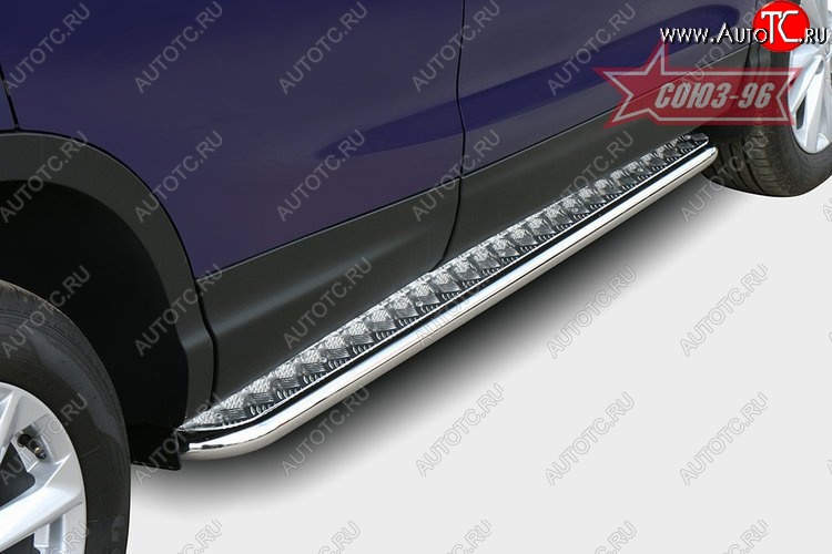 11 474 р. Защита порогов с листом Souz-96 (d42). Nissan Qashqai 2 J11 дорестайлинг (2013-2019)  с доставкой в г. Майкоп