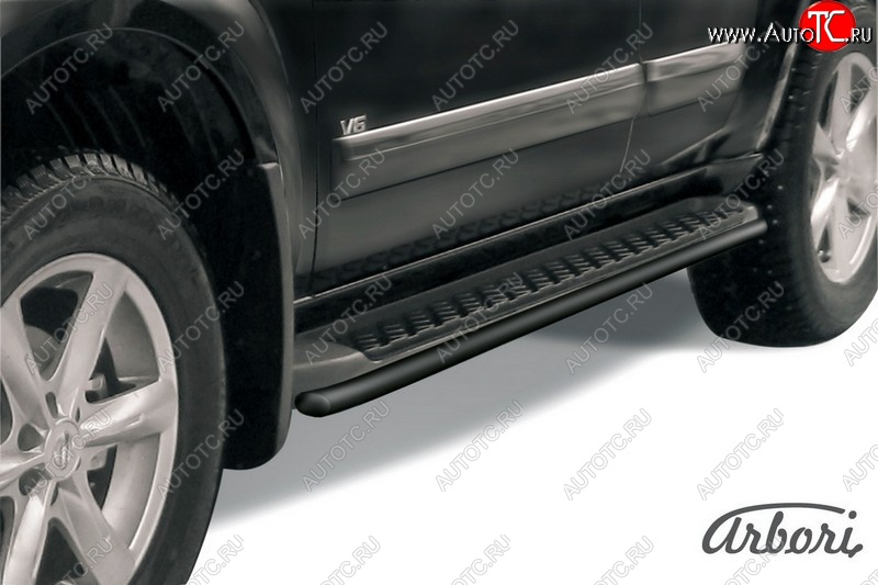 5 399 р. Защита штатных порогов Arbori (черная, d42 mm). Nissan Pathfinder R51 рестайлинг (2009-2014)  с доставкой в г. Майкоп