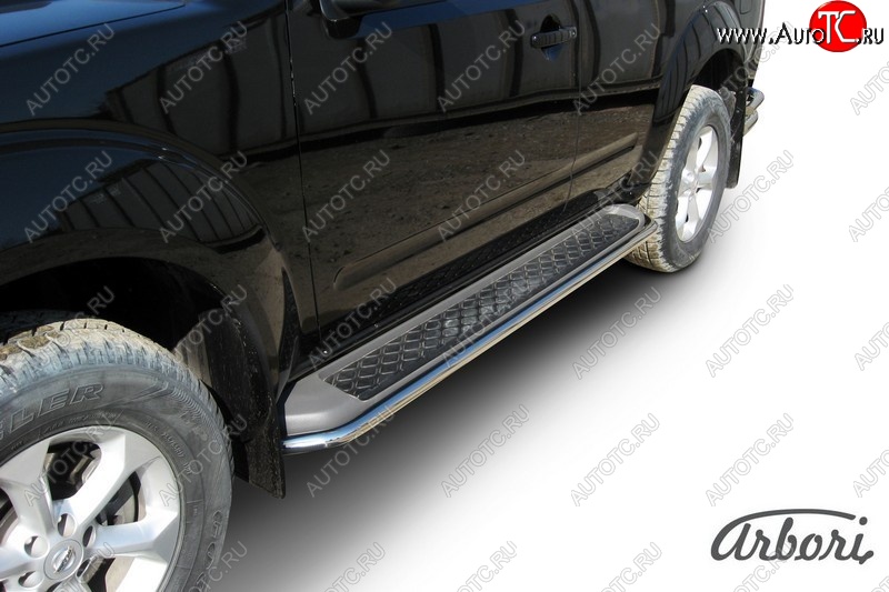 11 699 р. Защита заднего бампера Arbori (нержавейка, 1 труба d42 mm). Nissan Pathfinder R51 рестайлинг (2009-2014)  с доставкой в г. Майкоп