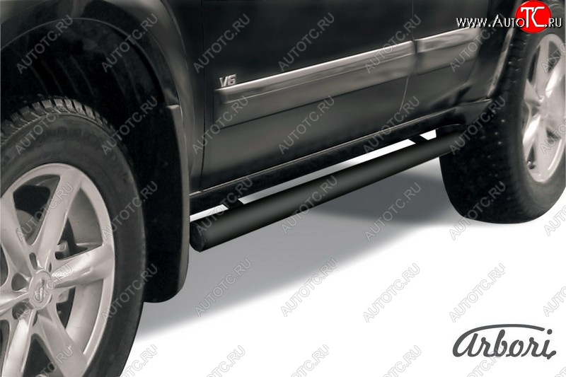 6 569 р. Защита штатных порогов Arbori (черная, d76 mm). Nissan Pathfinder R51 рестайлинг (2009-2014)  с доставкой в г. Майкоп