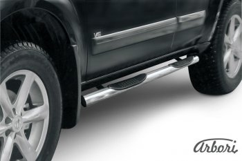 14 579 р. Защита штатных порогов Arbori (с проступью, нержавейка, d76 mm). Nissan Pathfinder R51 рестайлинг (2009-2014)  с доставкой в г. Майкоп. Увеличить фотографию 2
