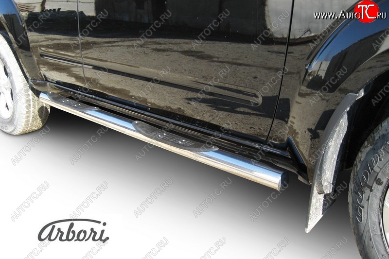 14 579 р. Защита штатных порогов Arbori (с проступью, нержавейка, d76 mm). Nissan Pathfinder R51 рестайлинг (2009-2014)  с доставкой в г. Майкоп