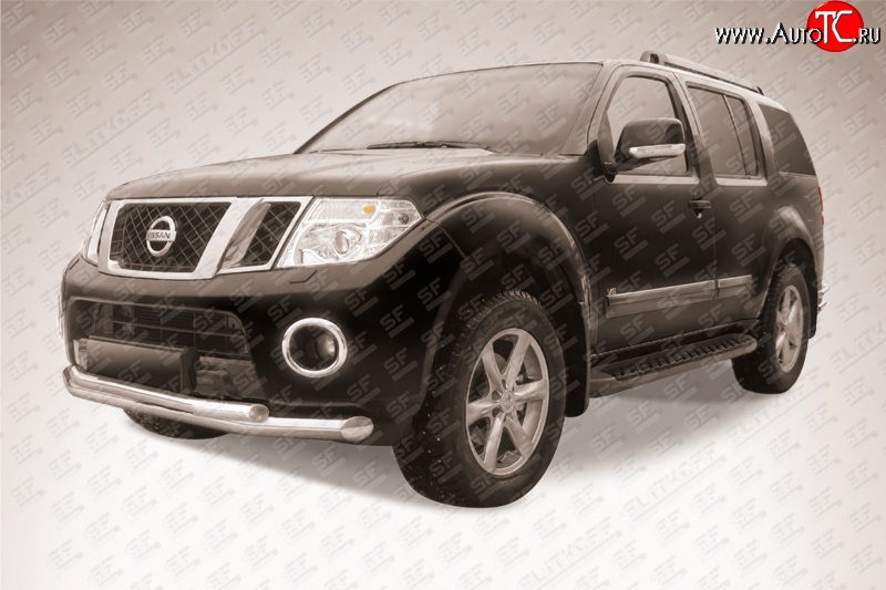 15 999 р. Защита переднего бампера Slitkoff (Ø76 и 57)  Nissan Pathfinder  R51 (2009-2014) рестайлинг (Нержавейка, Полированная)  с доставкой в г. Майкоп
