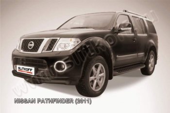 Защита переднего бампер Slitkoff (Ø76 и 57 мм, сталь с полимерным покрытием ) Nissan Pathfinder  R51 (2009-2014) рестайлинг