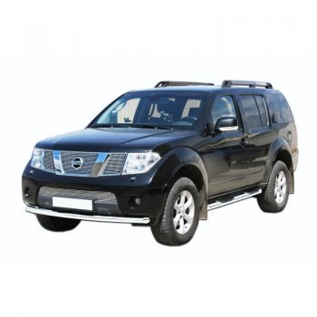 Защита переднего бампера ТехноСфера (Техно Сфера) (нержавейка, d63.5 mm) Nissan Pathfinder  R51 (2009-2014) рестайлинг