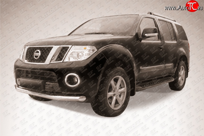 13 499 р. Защита переднего бампера Slitkoff (Ø76)  Nissan Pathfinder  R51 (2009-2014) рестайлинг (Нержавейка, Полированная)  с доставкой в г. Майкоп