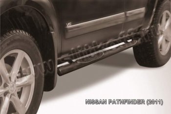 Защита порогов Slitkoff Nissan Pathfinder  R51 (2009-2014) рестайлинг