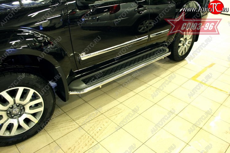 10 844 р. Защита штатных порогов Souz-96 (d42) Nissan Pathfinder R51 рестайлинг (2009-2014)  с доставкой в г. Майкоп