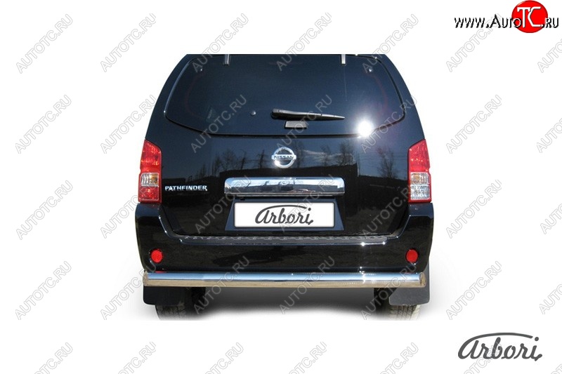 13 319 р. Защита заднего бампера Arbori (нержавейка, 1 труба d76 mm). Nissan Pathfinder R51 рестайлинг (2009-2014)  с доставкой в г. Майкоп