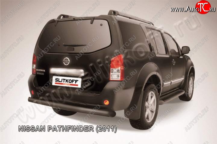 9 449 р. Защита задняя Slitkoff  Nissan Pathfinder  R51 (2009-2014) рестайлинг (Цвет: серебристый)  с доставкой в г. Майкоп