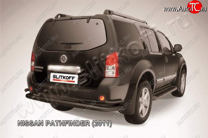 11 299 р. Защита задняя Slitkoff  Nissan Pathfinder  R51 (2009-2014) рестайлинг (Цвет: серебристый)  с доставкой в г. Майкоп