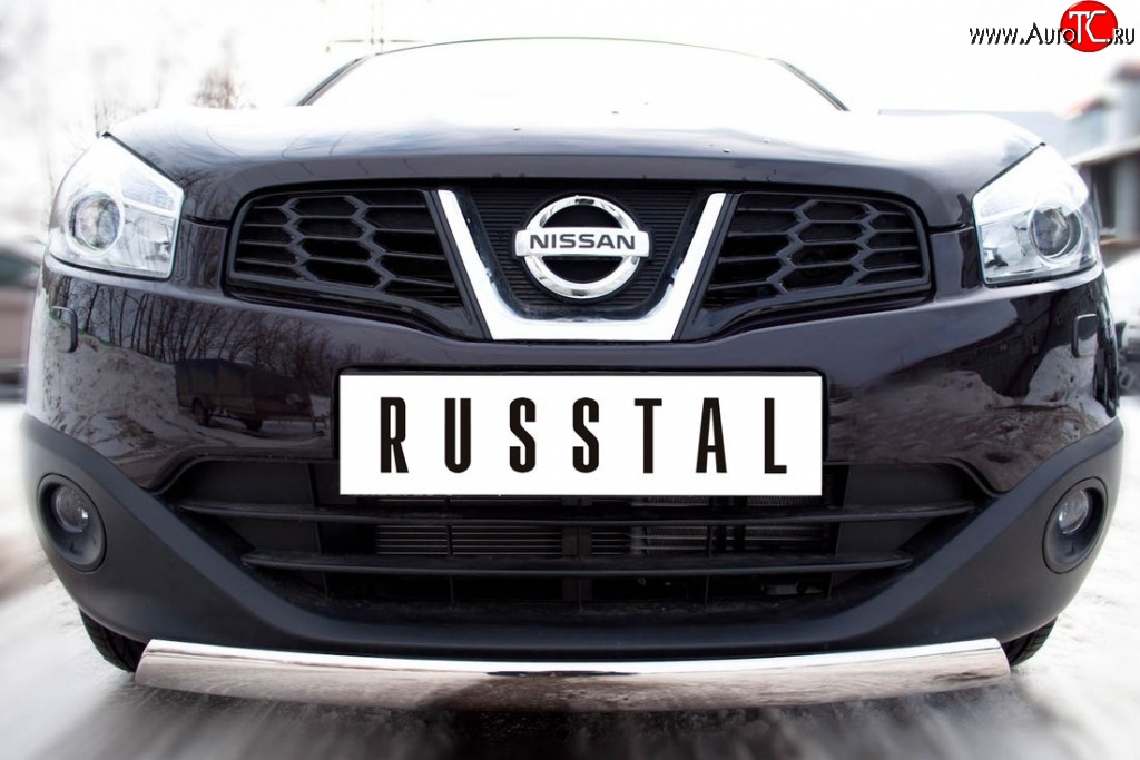 11 499 р. Защита переднего бампера (Ø75х42 мм, нержавейка) Russtal Nissan Qashqai +2 1 J10 рестайлинг (2010-2014)  с доставкой в г. Майкоп