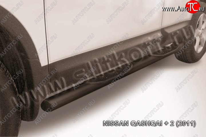 13 599 р. Защита порогов Slitkoff  Nissan Qashqai +2  1 (2010-2014) J10 рестайлинг (Цвет: серебристый)  с доставкой в г. Майкоп