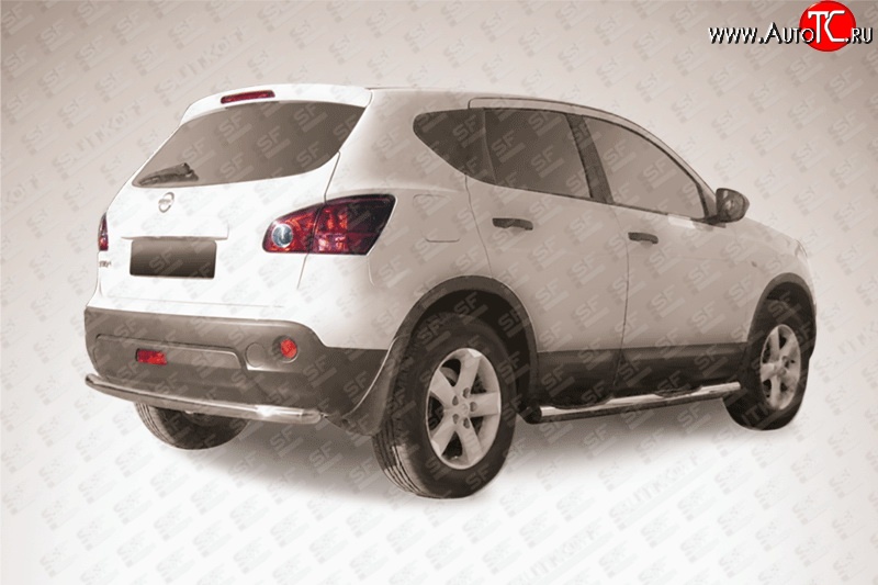10 899 р. Защита заднего бампера из трубы диаметром 57 мм Slitkoff  Nissan Qashqai +2  1 (2010-2014) J10 рестайлинг (Нержавейка, Полированная)  с доставкой в г. Майкоп