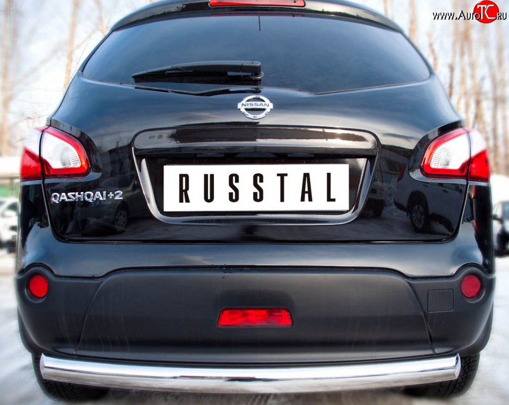 14 499 р. Одинарная защита заднего бампера из трубы диаметром 76 мм SLITKOFF Nissan Qashqai +2 1 J10 рестайлинг (2010-2014)  с доставкой в г. Майкоп
