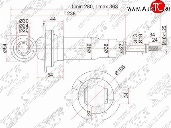 2 299 р. Левый амортизатор задний SAT Nissan Expert дорестайлинг (1998-2002)  с доставкой в г. Майкоп
