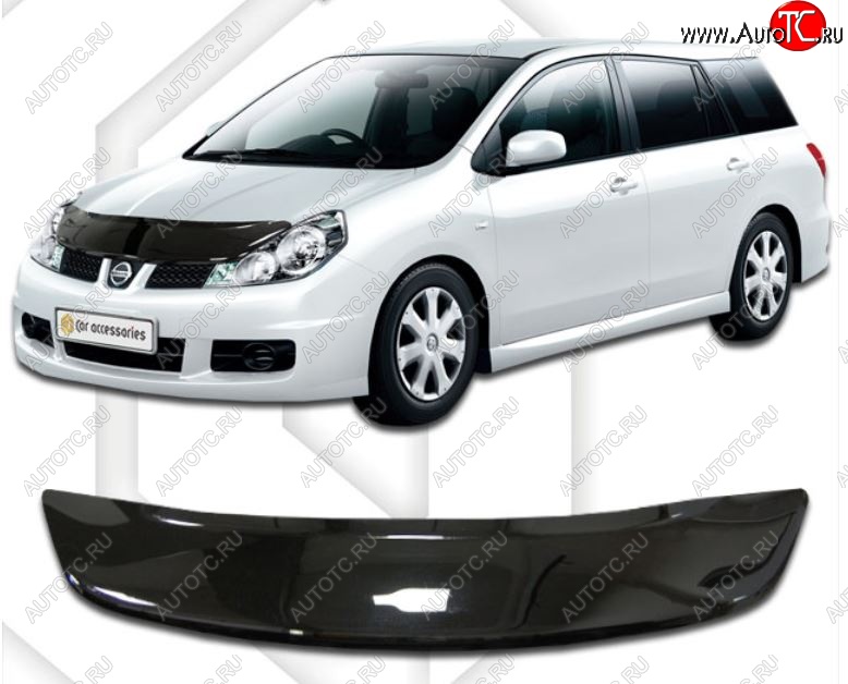1 999 р. Дефлектор капота CA-Plastic  Nissan AD  Y12 (2006-2016) дорестайлинг (Classic черный, Без надписи)  с доставкой в г. Майкоп
