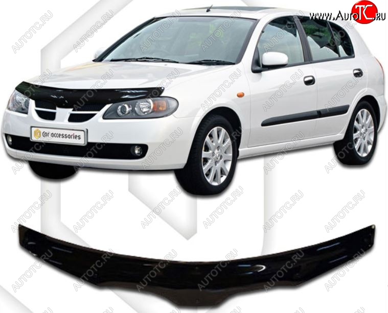 2 079 р. Дефлектор капота CA-Plastic Nissan Almera N16 седан дорестайлинг (2000-2003) (серия Classic черный, Без надписи)  с доставкой в г. Майкоп