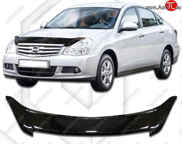 2 199 р. Дефлектор капота CA-Plastic Nissan Almera G15 седан (2012-2019) (Classic черный, Без надписи)  с доставкой в г. Майкоп