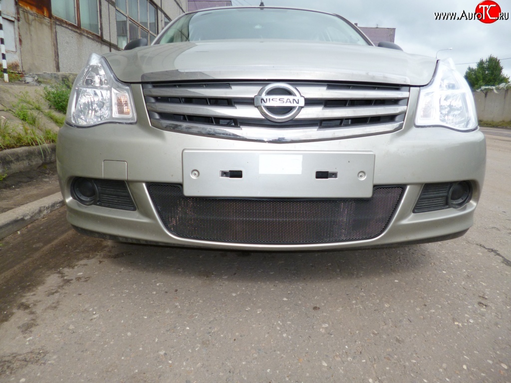 2 089 р. Сетка на бампер Russtal (черная) Nissan Almera G15 седан (2012-2019)  с доставкой в г. Майкоп