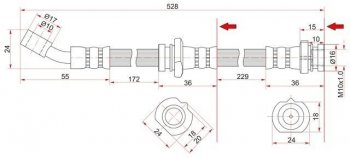 Тормозной шланг SAT (передний, левый) Nissan Almera  N15 - Sunny  N14