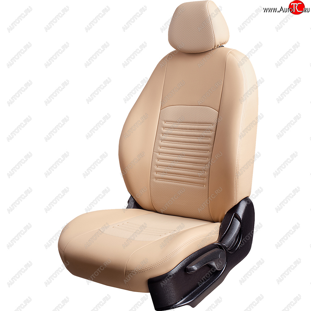 9 449 р. Чехлы для сидений Lord Autofashion Турин (экокожа, сплошная спинка, 3 Г-образных подголовника)  Nissan Almera Classic  седан (2006-2013) B10 (Бежевый, вставка бежевая)  с доставкой в г. Майкоп