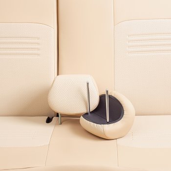 9 449 р. Чехлы для сидений Lord Autofashion Турин (экокожа, сплошная спинка, 3 Г-образных подголовника)  Nissan Almera Classic  седан (2006-2013) B10 (Бежевый, вставка бежевая)  с доставкой в г. Майкоп. Увеличить фотографию 5