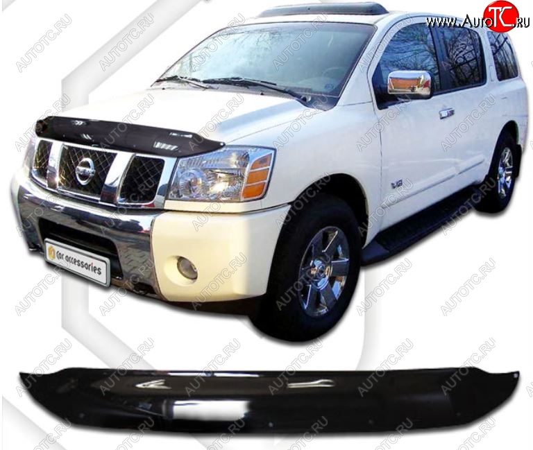 2 159 р. Дефлектор капота CA-Plastic  Nissan Armada (2003-2007) TA60 дорестайлинг (Classic черный, Без надписи)  с доставкой в г. Майкоп