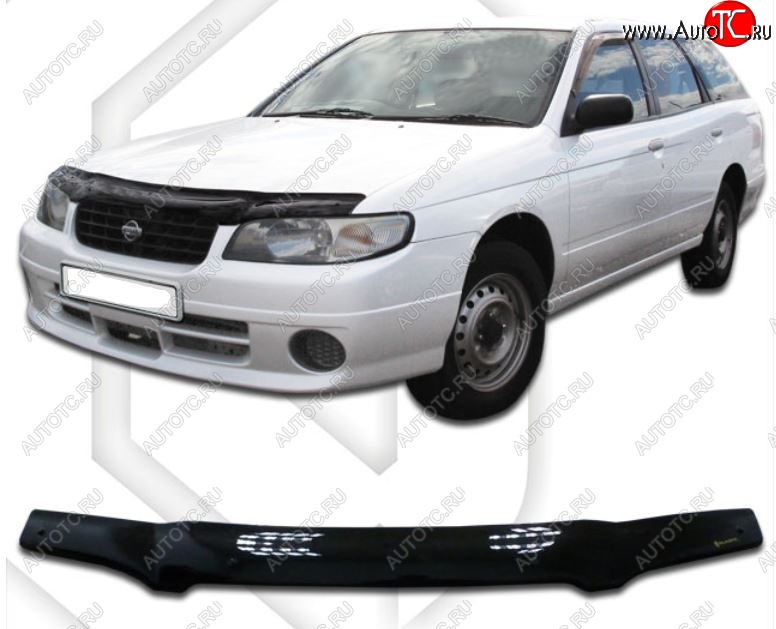 1 999 р. Дефлектор капота CA-Plastic Nissan Avenir (1999-2005) (Classic черный, Без надписи)  с доставкой в г. Майкоп