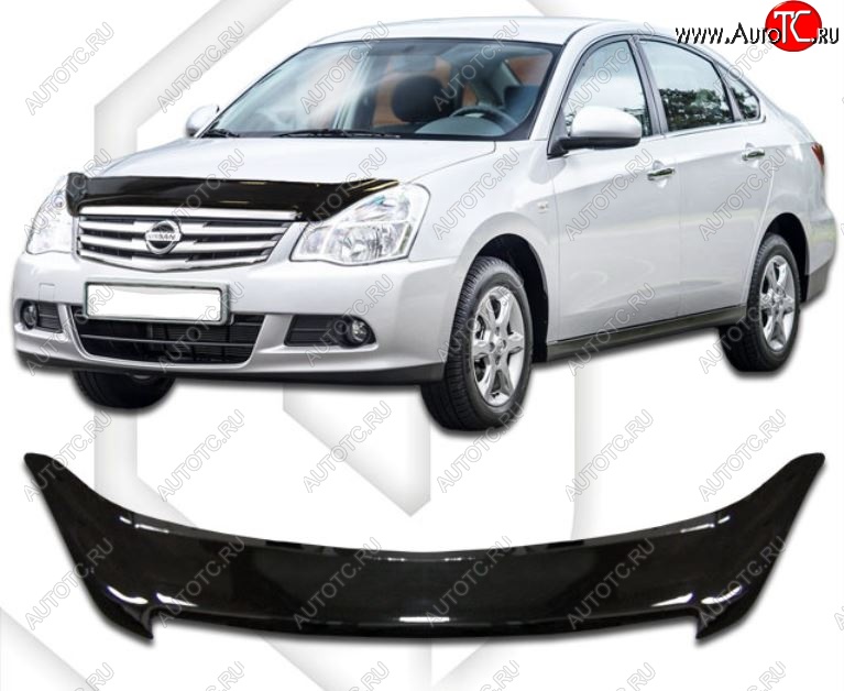 2 079 р. Дефлектор капота CA-Plastic  Nissan Bluebird Sylphy  седан (2005-2012) G11 (Classic черный, Без надписи)  с доставкой в г. Майкоп