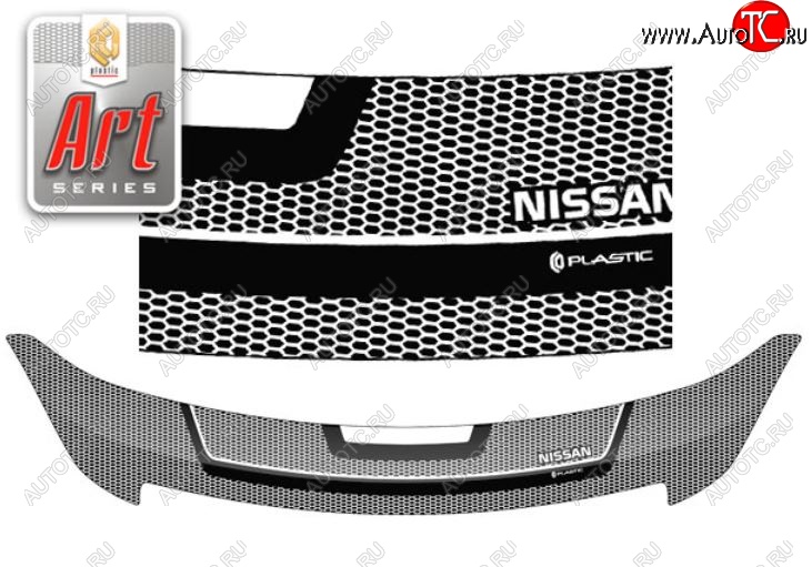 2 299 р. Дефлектор капота CA-Plastiс  Nissan Bluebird Sylphy  седан (2005-2012) G11 (Серия Art черная)  с доставкой в г. Майкоп