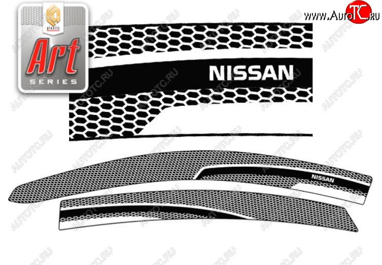 2 199 р. Дефлектора окон CA-Plastic  Nissan Bluebird Sylphy  седан (2005-2012) G11 (Серия Art белая, Без хром.молдинга)  с доставкой в г. Майкоп