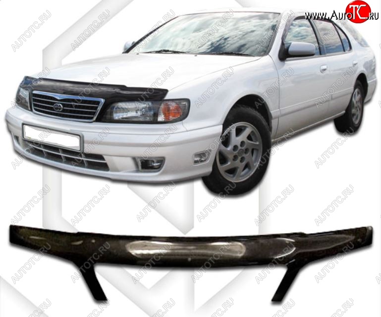 2 199 р. Дефлектор капота (exclusive ) CA-Plastiс   Nissan Cefiro  A32 (1994-1998) (серия Classic черный, Без надписи)  с доставкой в г. Майкоп