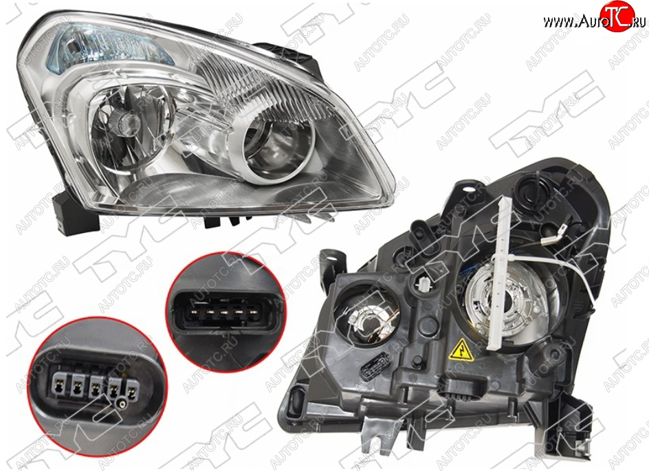 18 599 р. Правая фара (под ксенон, под электрокорректор, Евросвет) TYC Nissan Qashqai 1 дорестайлинг (2007-2010)  с доставкой в г. Майкоп