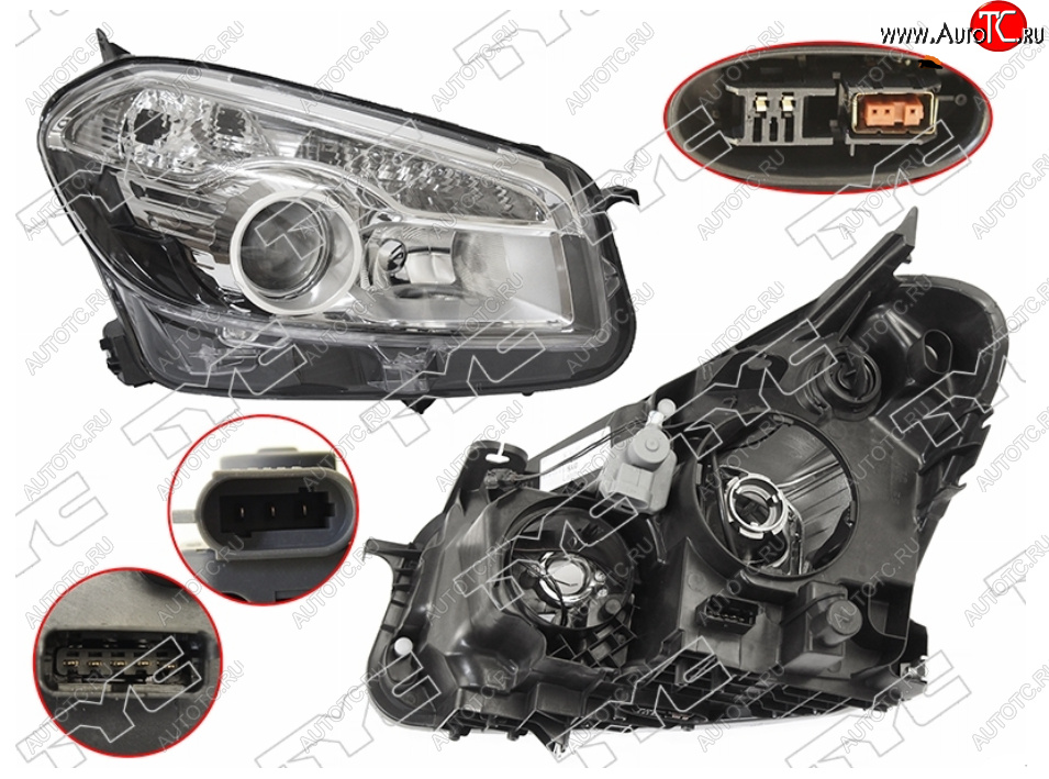 17 599 р. Правая фара (ксенон, с электрокорректором, Евросвет) TYC Nissan Qashqai 1 J10 рестайлинг (2010-2013)  с доставкой в г. Майкоп