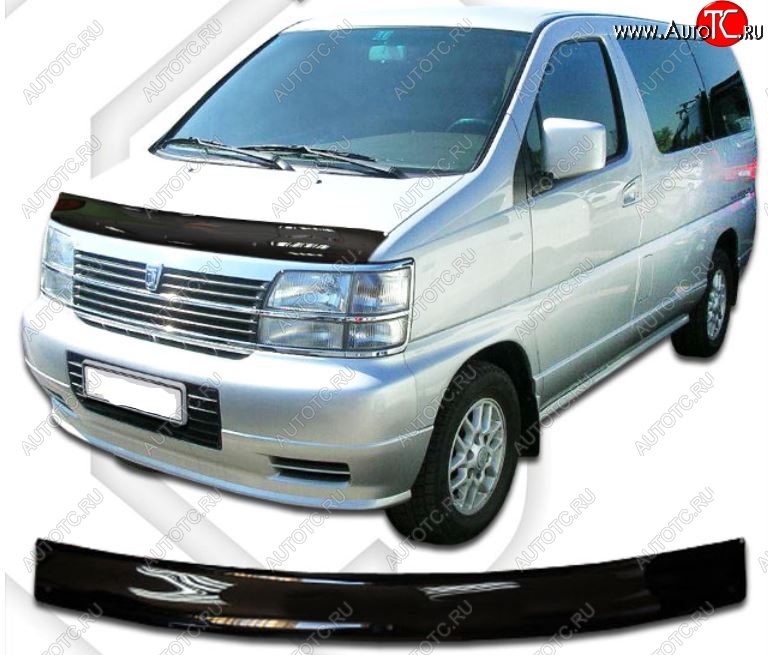 1 999 р. Дефлектор капота CA-Plastic  Nissan Elgrand  1 (1997-2002) (Classic черный, Без надписи)  с доставкой в г. Майкоп