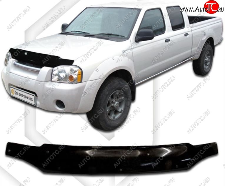 1 999 р. Дефлектор капота CA-Plastic  Nissan Frontier  1 (2001-2005) рестайлинг (Classic черный, Без надписи)  с доставкой в г. Майкоп