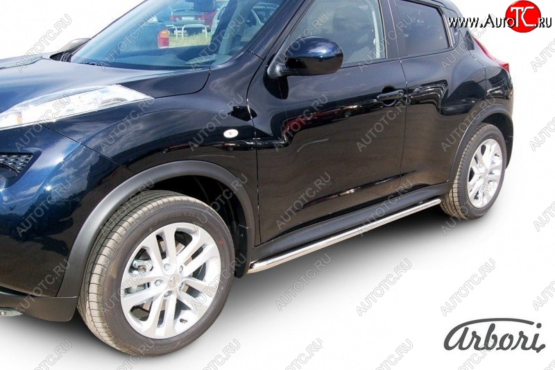 12 149 р. Защита штатных порогов 2WD Arbori (нержавейка, d42 mm). Nissan Juke 1 YF15 рестайлинг (2014-2020)  с доставкой в г. Майкоп