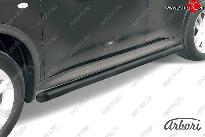 6 389 р. Защита штатных порогов Arbori (черная, d57 mm). Nissan Juke 1 YF15 рестайлинг (2014-2020)  с доставкой в г. Майкоп