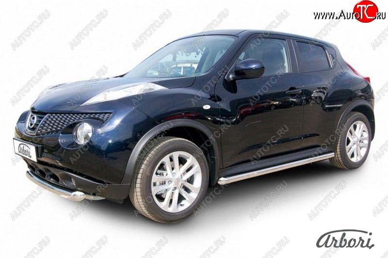 12 149 р. Защита штатных порогов 2WD Arbori (нержавейка, d57 mm). Nissan Juke 1 YF15 рестайлинг (2014-2020)  с доставкой в г. Майкоп