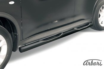 Защита порогов с проступью d76 mm 2WD Arbori Nissan Juke 1 YF15 рестайлинг (2014-2020) (сталь с полимерным покрытием, цвет черный)